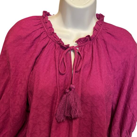 Y2K Knox Rose Women Top‎ 2X Magenta Boho Cottagecore Peasant Whimsical Festival - Picture 9 of 10